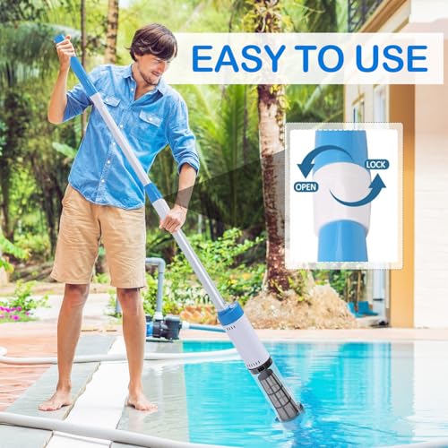 Wireless Pool Vacuum Cleaner, 3 in 1 Rechargeable Handheld Pool Vacuum Cleaner with Telescopic Handle, Electric Pool Cleaner for Pool, Spa, Jaccuzi