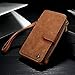 Cornmi iPhone 8 Plus Case, Leather Wallet Case 14 Card Slot Wristlet / Shoulder Strap Flip Stand Zipper Purse Detachable Magnetic Cover for iPhone 8 Plus 5.5 inch (Brown)