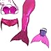 Kids Girls Sparkle Mermaid Tail with Monofin Swimmable Swimwear (120 (5-8Y), Rose Pink)