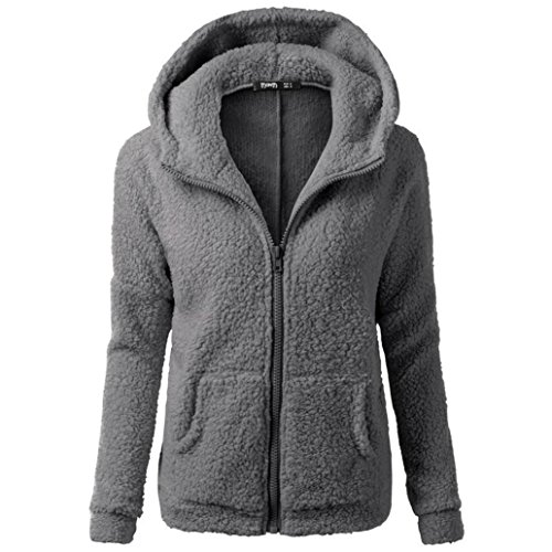 Click Here to See More Images Women Coat, New Hot Sale Women Hooded Sweater Coat Winter Warm Wool Zipper Coat Cotton Coat Outwear by Neartime (Dark Gray, l)