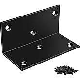 MOZCORN 4 Pack Black L Corner Brackets 50x50x100mm,90 Degree L Angle Brackets for Brace DIY Handcraft Wood Shelf Brackets Met