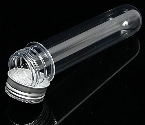 Miraclekoo 24pcs Clear Plastic Test Tubes with Screw Caps Tube, Bath Salt Containers, Candy Storage,45ml