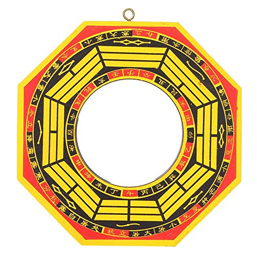 Biitfuu Traditional Lucky Chinese Wood Bagua Mirror Feng Shui Convex Concave Bagua Mirror for Protection Against Active Harmful Energy(6 inch-Concave)