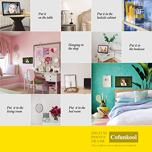 Digital Photo Frame 10 inches, CofunKool Digital Picture Frame with HD 1920x1080 IPS Screen, Support 1080P Video, Music Player, Auto On/Off Timer, Calendar, Alarm, with Remote Control