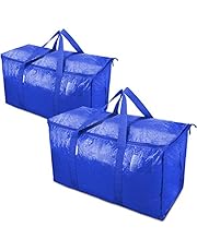 TICONN Extra Large Moving Bags with Zippers & Carrying Handles, Heavy-Duty Storage Tote for Space Saving Moving Storage (Blue)