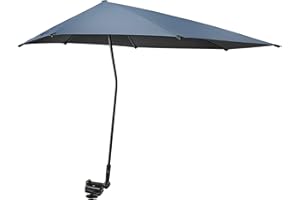 G4Free UPF 50+ Adjustable Beach Umbrella XL with Universal Clamp for Chair Stroller Wheelchair Golf Cart Bleacher Patio
