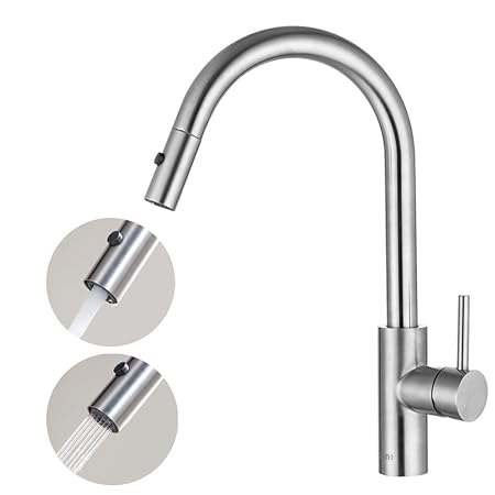 Amazon Marke: Umi. Essentials 360° drehbar Armatur Küche ausziehbar Wasserhahn 2 Strahlarten Brause Spüle Mischbatterie Einha