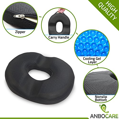 AnboCare Donut Seat Cushion Premium Cool Gel Memory Foam Orthopedic