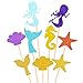 Mtlee 39 Pieces Glitter Mermaid Theme Cupcake Toppers for Baby Shower Birthday Party, Including Mermaid, Seahorse, Seashell, Fishtail, Starfish