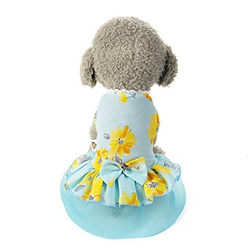 Dresses for Dogs Pets, Dog Cat Bow Tutu Dress Lace Skirt Pet Puppy Dog Princess Costume Apparel Clothes Vest Skirt Princess Dresses Puppy Shirt Dog Cat Pets Clothing Apparel (L fit under 7.7Ib, Blue)