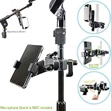AccessoryBasics Music Boom Mic Microphone Stand Smartphone Mount w/360&deg; Swivel Adjust Holder for Apple iPhone 11 Pro XR XS MAX X 8 Plus Samsung Galaxy S9 S10 Note Google Pixel XL phones