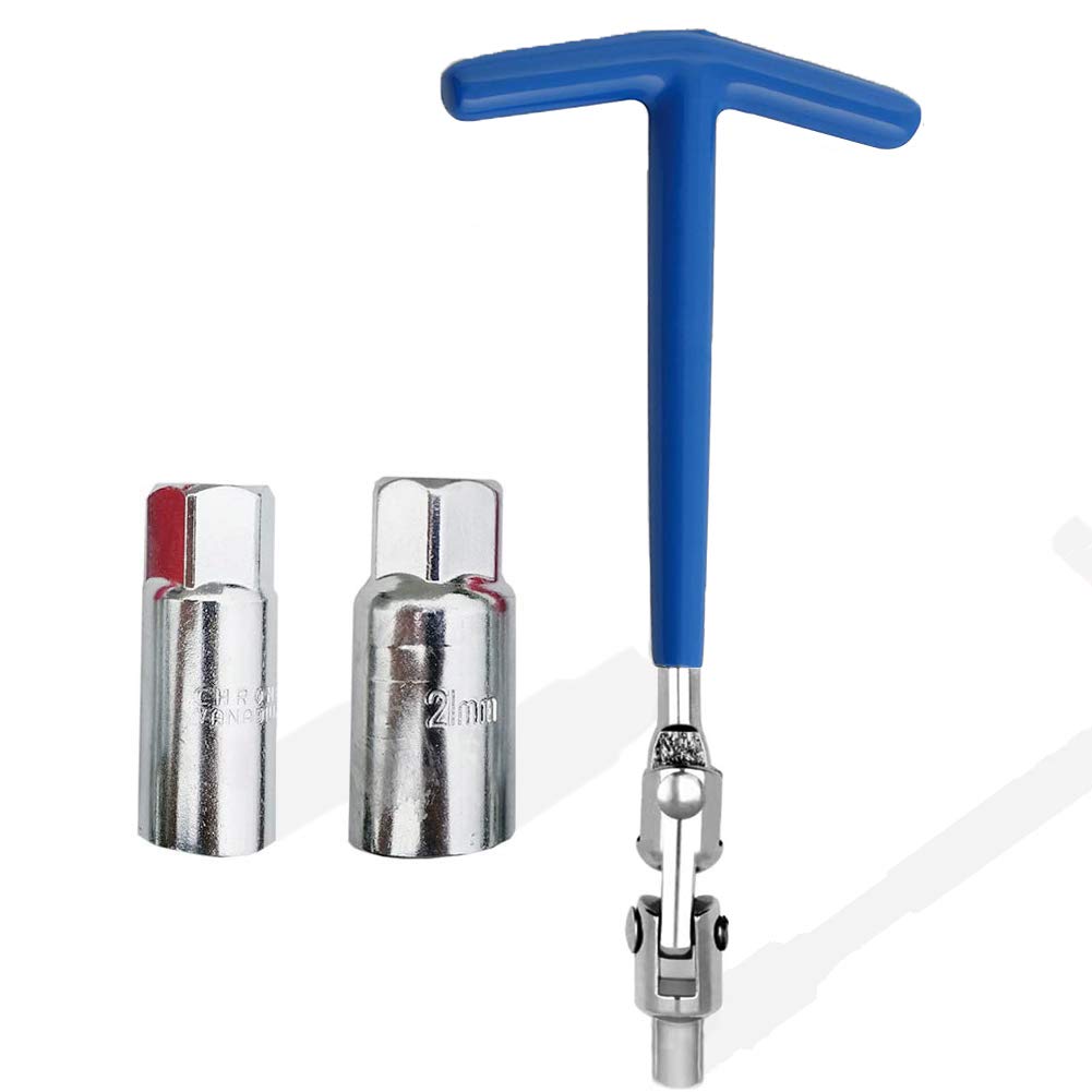 HolorasT-Handle Universal Joint Spark Plug Socket Wrench, 16mm 21mm Socket (Blue)