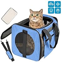 Moyeno Cat Carriers Dog Carrier TSA Airline Approved Pet Carrier for Small Medium Cats Dogs Puppies Bunny of 15lbs, Small Dog Soft Sided Carrier Collapsible Puppy Carrier (Blue)