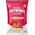 Puffworks Strawberry PBJ Organic Peanut Butter Puffs, 1.2 Ounce (Pack of 6), Plant-Based Protein Snack, Gluten-Free, Vegan, Kosher