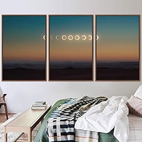 signwin 3 Piece Framed Canvas Wall Art Moon...