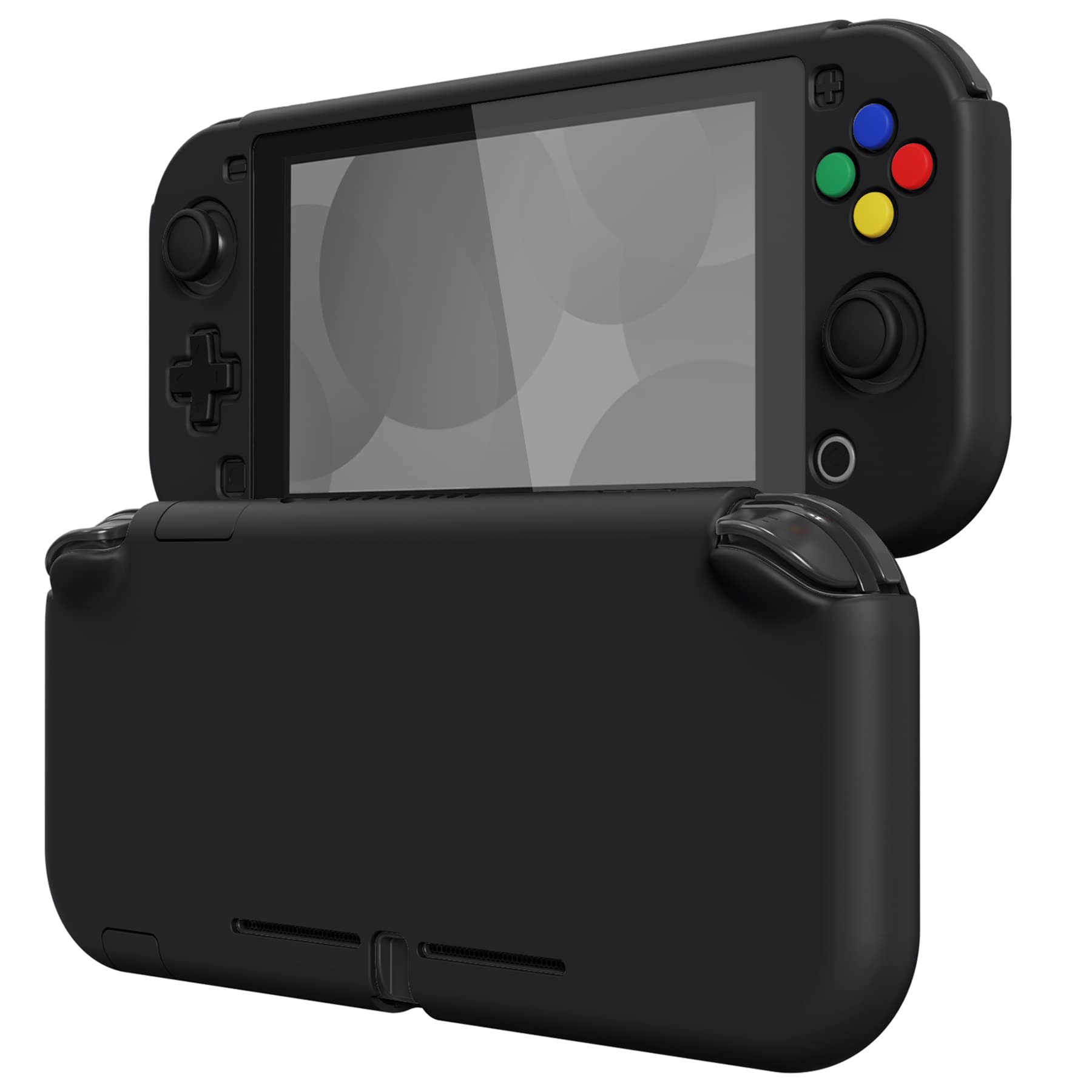 Photo 1 of eXtremeRate PlayVital Black Protective Grip Case for Nintendo Switch Lite, Hard Cover Protector for Nintendo Switch Lite - Screen Protector & Thumb Grips & Buttons Caps Stickers Included