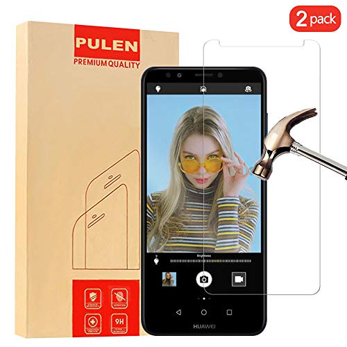 [2-Pack] PULEN for Huawei Y7 2018 Screen Protector,HD Clear Film [Scratch Resistant Anti-Fall] [Bubble Free] [Anti-Fingerprints] 9H Hardness Tempered Glass Screen Film for Huawei Y7 2018