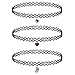 Best Choker Necklace Set - Classic Gothic Tattoo With Swarovski Pendant Perfect Gift For Women Girl Teenagers - Black - Moon - Heart - Triangle