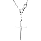 ZDaoBen Infinity Cross Necklace, 925 Sterling Silver Cubic Zirconia Cross Jewelry Christian Birthday Baptism Gift for Women