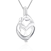 LGSY Mother Heart Cage Pendants for Pearl Jewelry Making Sterling Silver, Design Cage Pendants for Women