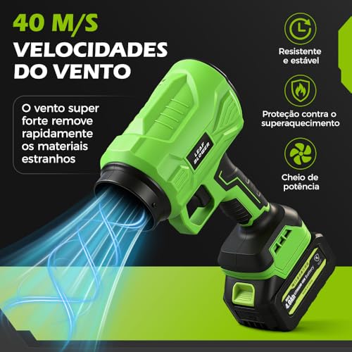 YARUIKE Soprador de folhas sem fio, soprador de folhas portátil com 2 baterias de 4,0 Ah, sopradores de folhas leves para limpeza de pátios, cuidados com o gramado, folhas, poeira