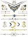 Terra Tattoos Gold Metallic Temporary Tattoos Waterproof Nontoxic Long Lasting Perfect for Beach, Festivals, & more (Celestial)