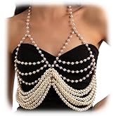 Sexy Pearl Tassel Bra Body Chain Jewelry Summer Beach Pearl Harness Bra Chain Bikini Festival Rave Pearl Bra Bralette Pearl Bead Waist Body Jewelry for Women