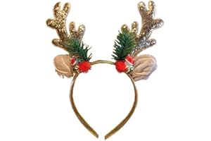 Reindeer Antlers Headband,Christmas Gold Reindeer Costume Headbands for Christmas Holiday Party