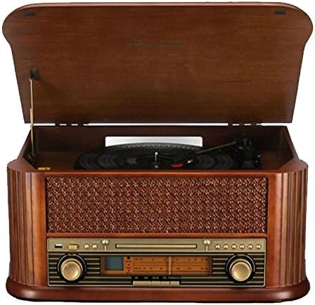 GFEI Vintage wooden vinyl phonograph / gramophone old electromechanical CD radio cassette