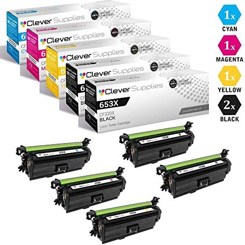 CS Compatible Toner Cartridge Replacement for HP 653X/653A CF320X Black CF321A Cyan CF323A Magenta CF322A Yellow M680dn M680f Color Laserjet Enterprise MFP M680z Laserjet 5 Color Set
