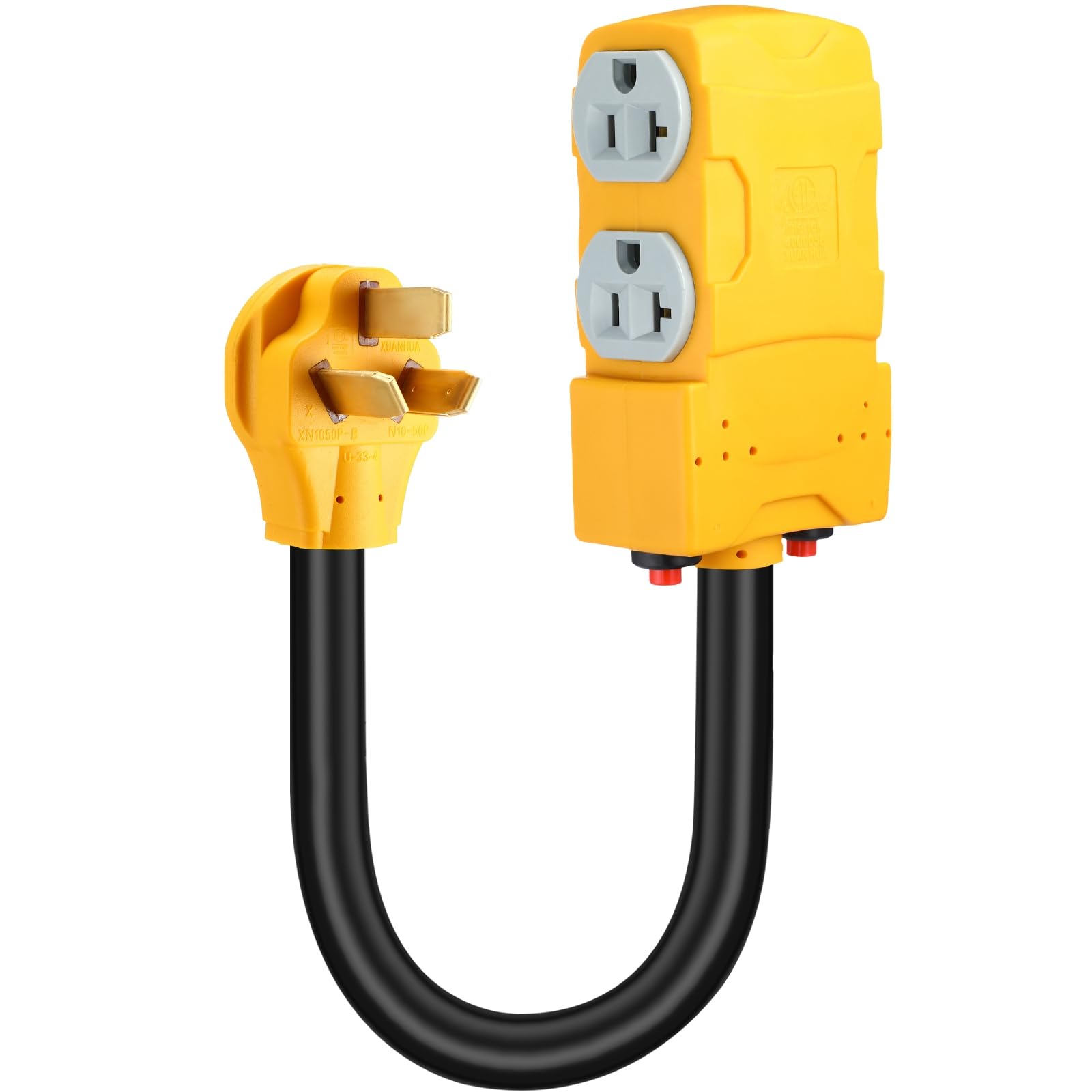 Photo 1 of Tellegloww 3 FT 220 to 110 Adapter Compatible with NEMA 10-50P to 4X 5-20R/15R with 20 Amp Circuit Breaker, 220/250V Electrical Stove/Range/Oven Male Plug Gas 110/125V Power Convert Adapter