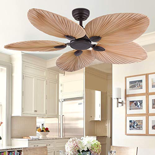 BDHBB Decoration Ceiling Fan, Creative Palm Leaves Farmhouse Ceiling