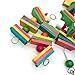 Mrlipet Bird Chew Toys with Colorful Wood Beads Bells and Wooden Hammock Hanging Perch for Budgie Lovebirds Conures Small Parakeet Cages Decorative Accessories (Knots Block Chewing Toys)