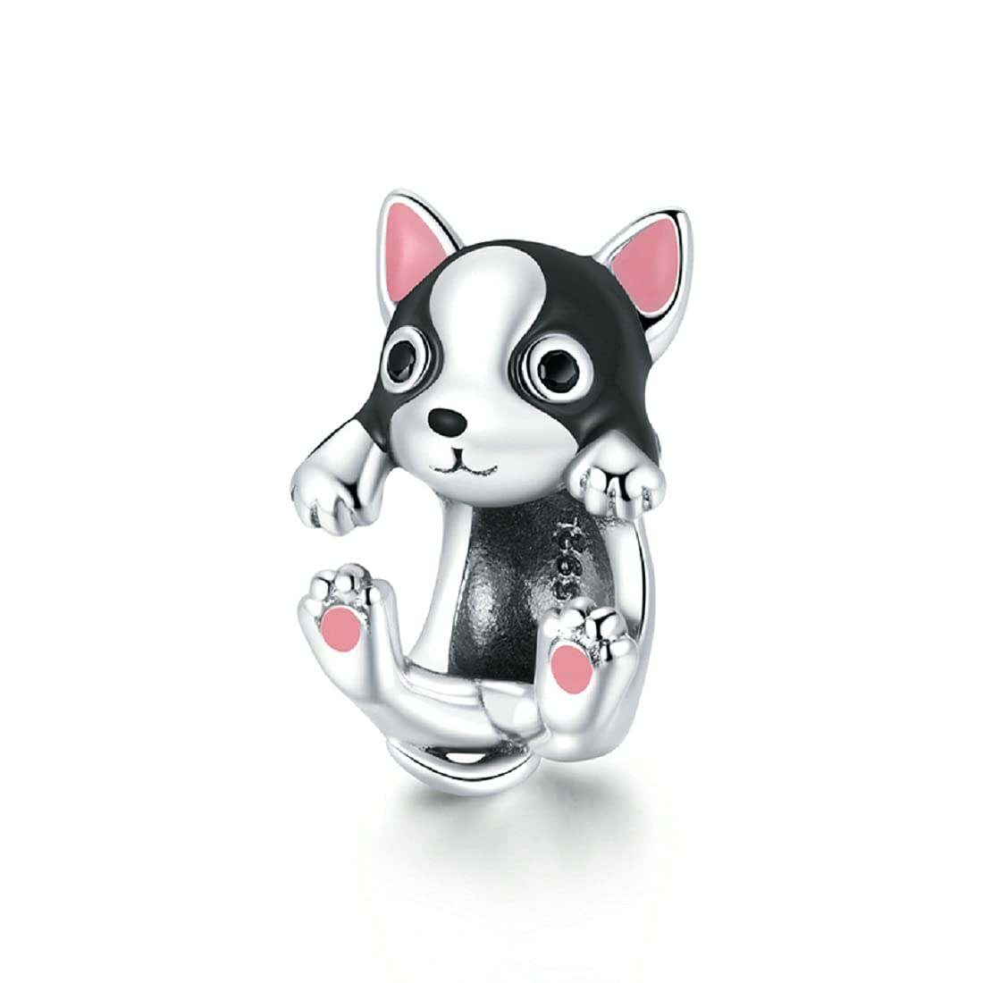 FeatherWish French Bulldog Dog Family Charm Sterling Silver 925 Fits And Compatible With Pandora Bracelets Gift For Friend Wife Sister Birthday Christmas Best Friend Mum