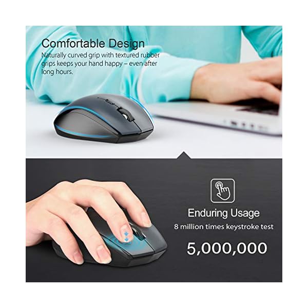 TECKNET-M002-24G-Classic-Wireless-Mouse-4800-DPI-6-Adjustment-Levels-Nano-USB-wireless-receiver-Grey TECKNET 2.4G Classic Wireless Mouse for Laptop, 3200 DPI Optical Computer Mouse with 6 Adjustable Levels, 30 Months Long…