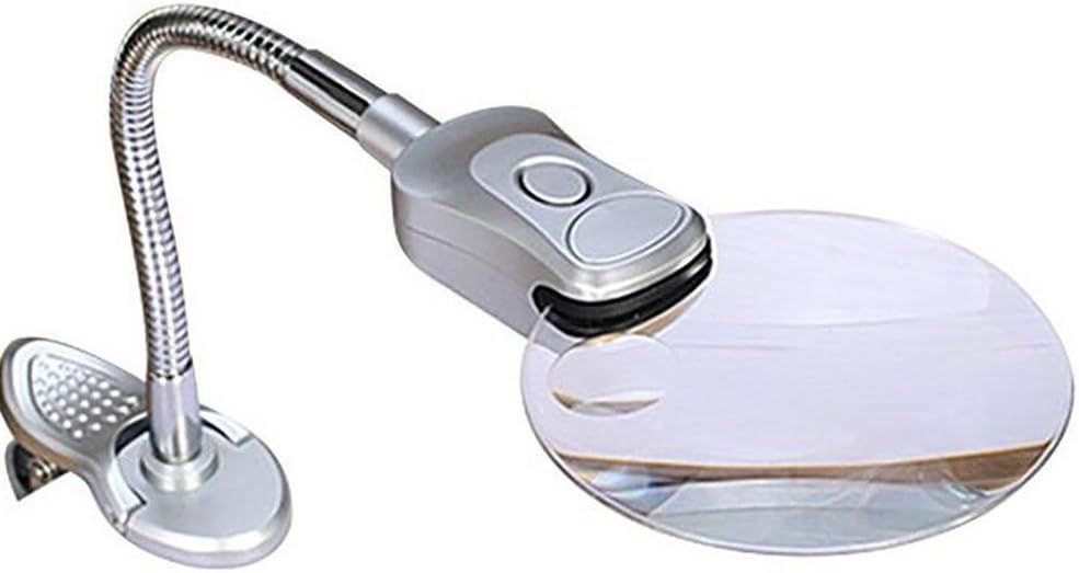magnifier LL-2 x 6x Desktop Clip-on Illumination Magnifying Glass with LED Lights