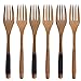 Cospring Handmade Wood Forks/Spoons for Salad, Coffee, Tea, Handle with Jute string wrapped (7 inch Forks, Set of 6, Phoebe)