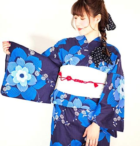 Amazon 浴衣 大きいサイズ レディース ゆかた 大人 浴衣単品 紺地に華やかブルーの八重桜 ２ｌ ４ｌ ぽっちゃり ふくよかさん向け 紺 ネイビー 藍色 ブルー 青 桜 大柄 大きい サイズ 大正浪漫 古典 レトロ 女性 大人浴衣 ワイド アンココン2l アイバナ