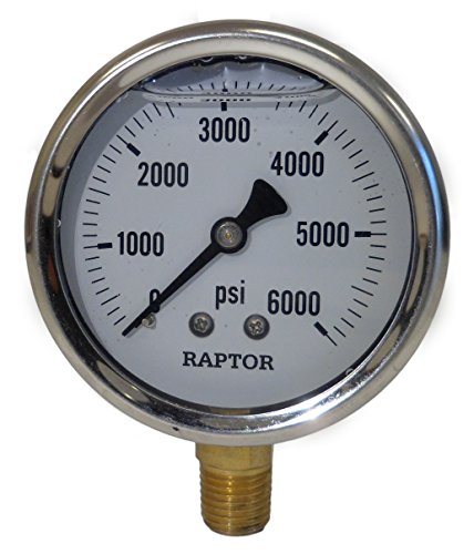 Ultimate Washer UW16-PW173B Pressure Gauge & Adaptor for Pressure Washers, Stainless Steel, 6000 PSI Rated