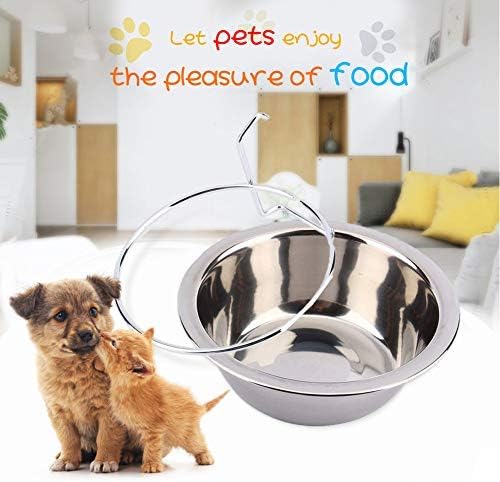 Yosoo Cage Hanging Bowls With Hook, Stainless Steel Food Bowl Water Dispenser for Pet Dog Cat Rabbit Bird - Image 4