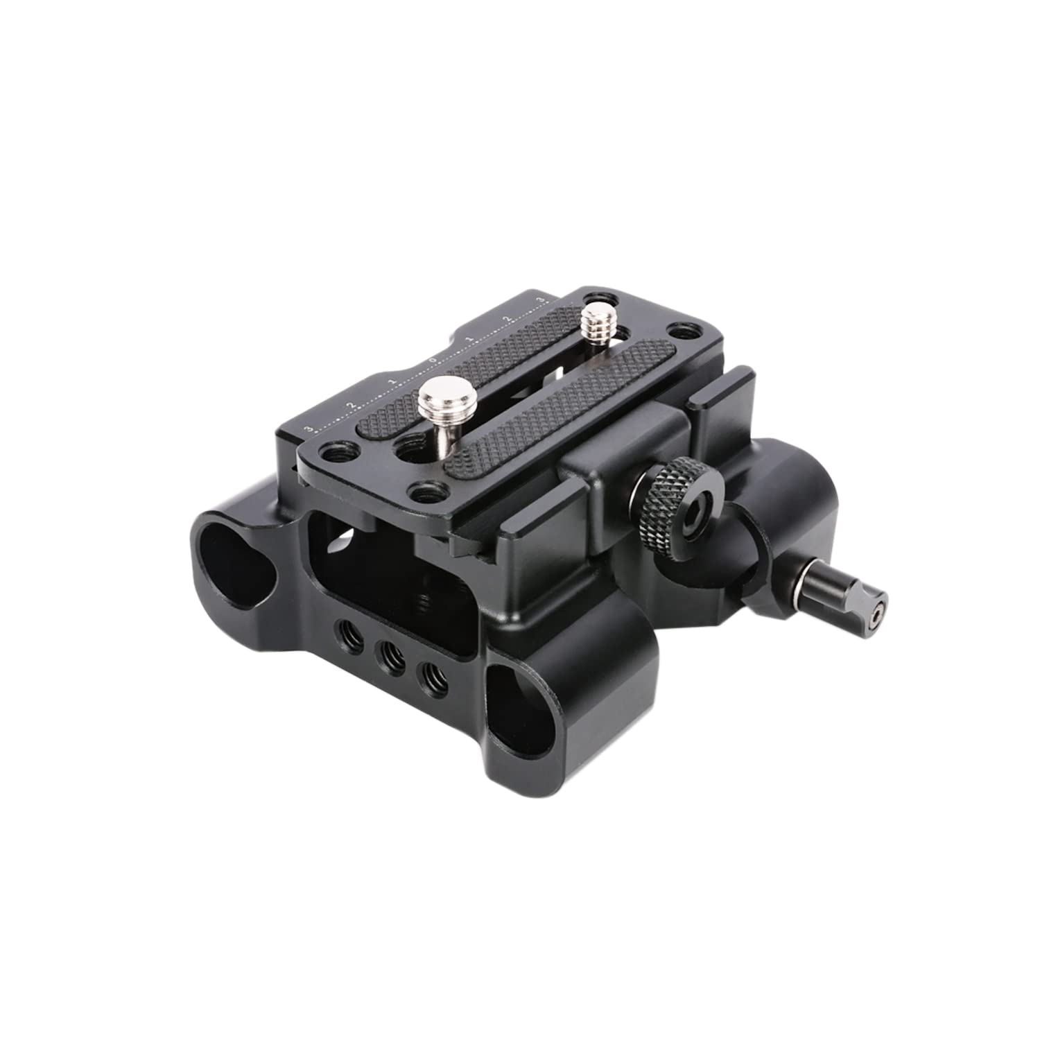 NICEYRIG All-in-one Arca Standard Quick Base Plate with Dual 15mm Rod Rail Clamp,Rod Height Adjustable Camera Tripod Mounting Plate for Universal Arca Standard 15mm Rod Clamp-545