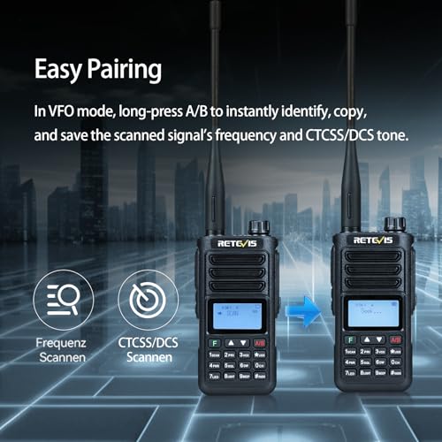 Retevis RA89 Amateur Radio, Dual Band Radio, Support Chirp Amateur Radio, IP68, COMP, 1750hz, DTMF, VFO, Long Range, 2500mAh Battery, Type-C Handheld Radio for Hunting, Emergency Rescue (Pack of 2)