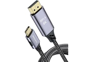 USB C to DisplayPort 1.4 Cable (4K@144Hz, 2K@240Hz), Type C to DP 8K Converter Braided Nylon Cord (Thunderbolt 3/4 Compatible