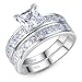 MABELLA 925 Sterling Silver Princess Clear Cubic Zirconia Engagement Rings Wedding Band Set Gifts Ring for Women