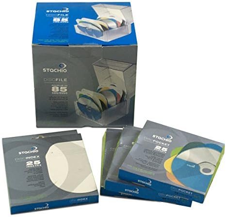 Stachio CD/DVD Disc File Box Holds 85 CD/DVD with 75 Additional Disc Pockets and 25 Additional Indexes