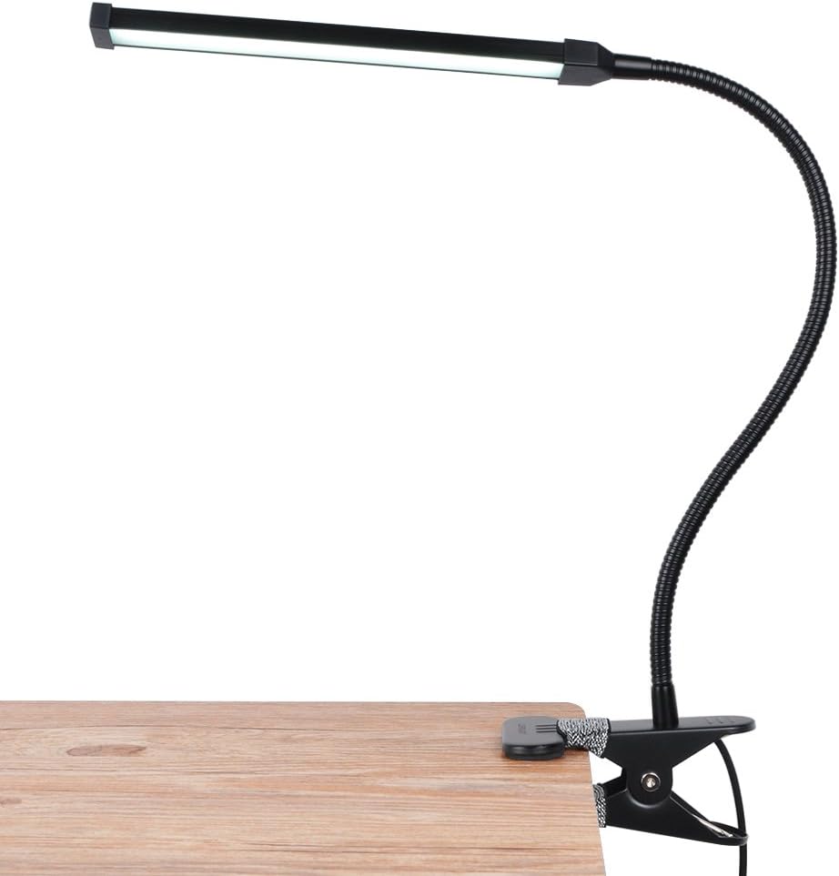 LEPOWER LED Clip on Light, Dimmable Eye Cared Bed Light, Reading Light with 360° Flexible Neck, Color Temperature Changeable, 5W (Black)