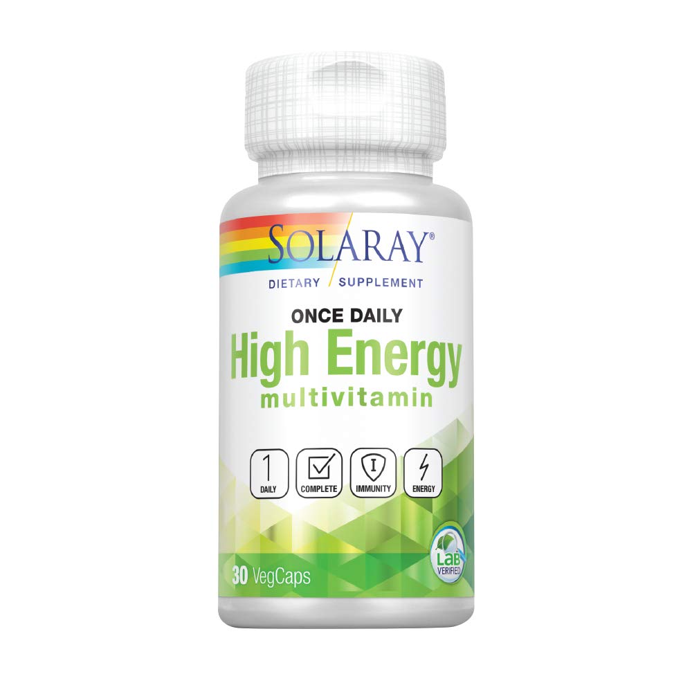 Solaray Once Daily High Energy Multivitamin Supports Immunity Energy Whole Food Base Ingredients Mens And Womens Multi Vitamin 30 Vegcaps