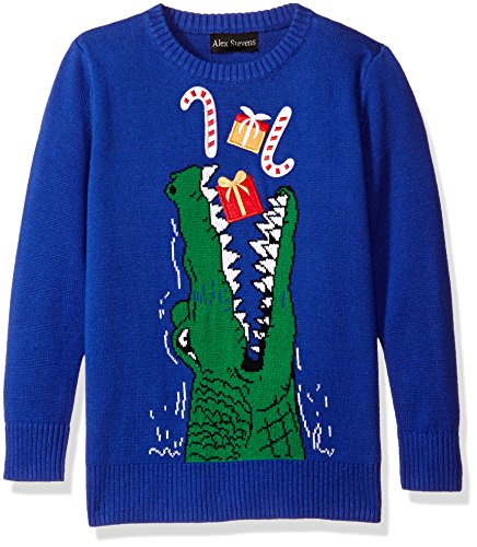 Alex Stevens Little Boys' Gator Gifts Sweater, Blue Combo, 5