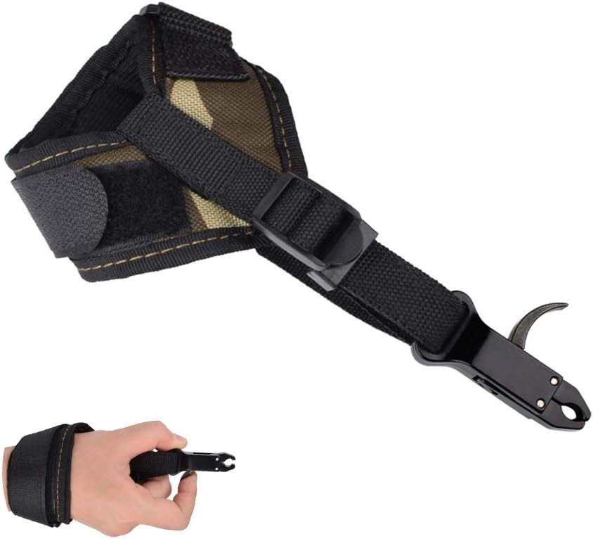 Archery Compound Bow Release Aid Adjustable Wrist Release Camo Wrist