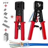 ITBEBE RJ45 Crimping Tool Made of Hardened Steel with Wire Cutter Stripping Blades and Textured Grips (RJ45 CRIMPER RED)